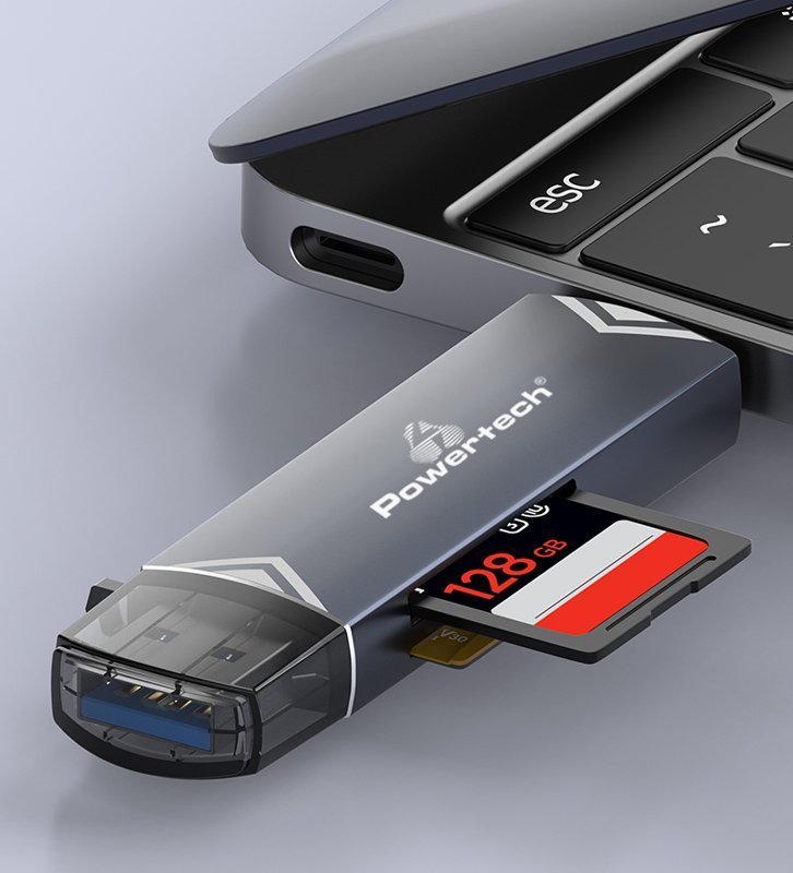 POWERTECH card reader για SD & micro SD, USB 3.2, 5Gbps, γκρι 7469 - Image 3