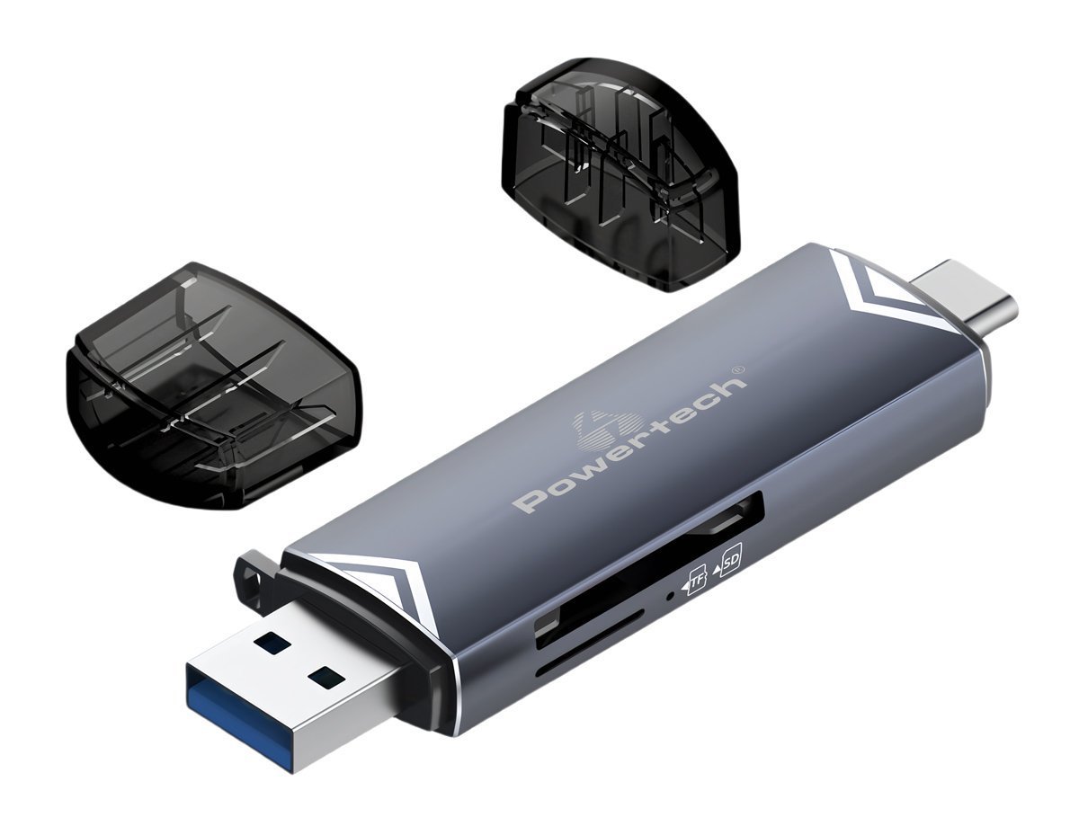 POWERTECH card reader  για SD & micro SD, USB 3.2, 5Gbps, γκρι 7469