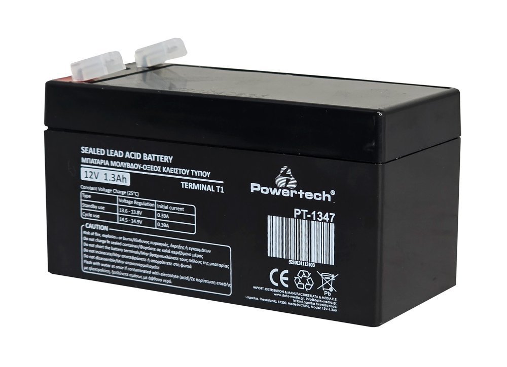 POWERTECH μπαταρία μολύβδου , 12V 1.3Ah, T1 7669