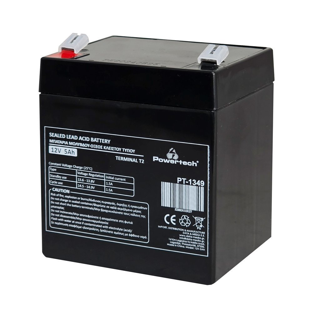 POWERTECH μπαταρία μολύβδου , 12V 5Ah, T2 7671