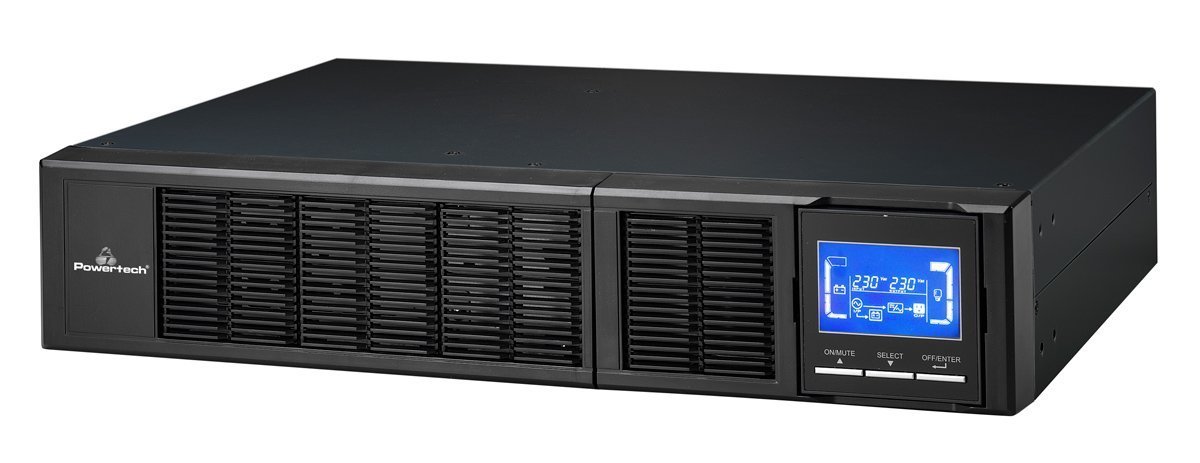 POWERTECH UPS On Line  για rack 2U, με οθόνη, 1000VA/900W, 3x Schuko output 7716