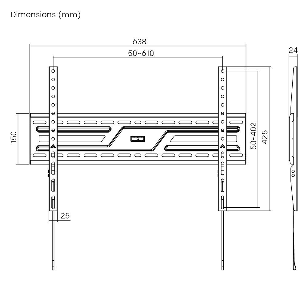 POWERTECH επιτοίχια βάση τηλεόρασης , 37-86", έως 75kg, fixed 7750 - Image 7