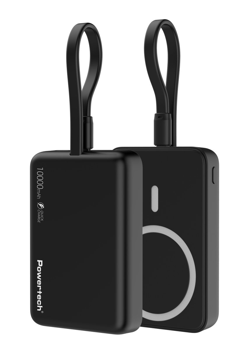 POWERTECH power bank  με καλώδιο, 10000mah, magnetic wireless, 20W, μαύρο 7808