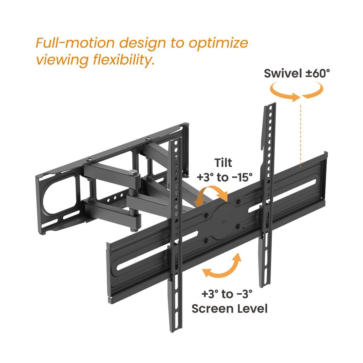 POWERTECH επιτοίχια βάση τηλεόρασης , 37-80", έως 40kg, full motion 7936 - Image 4