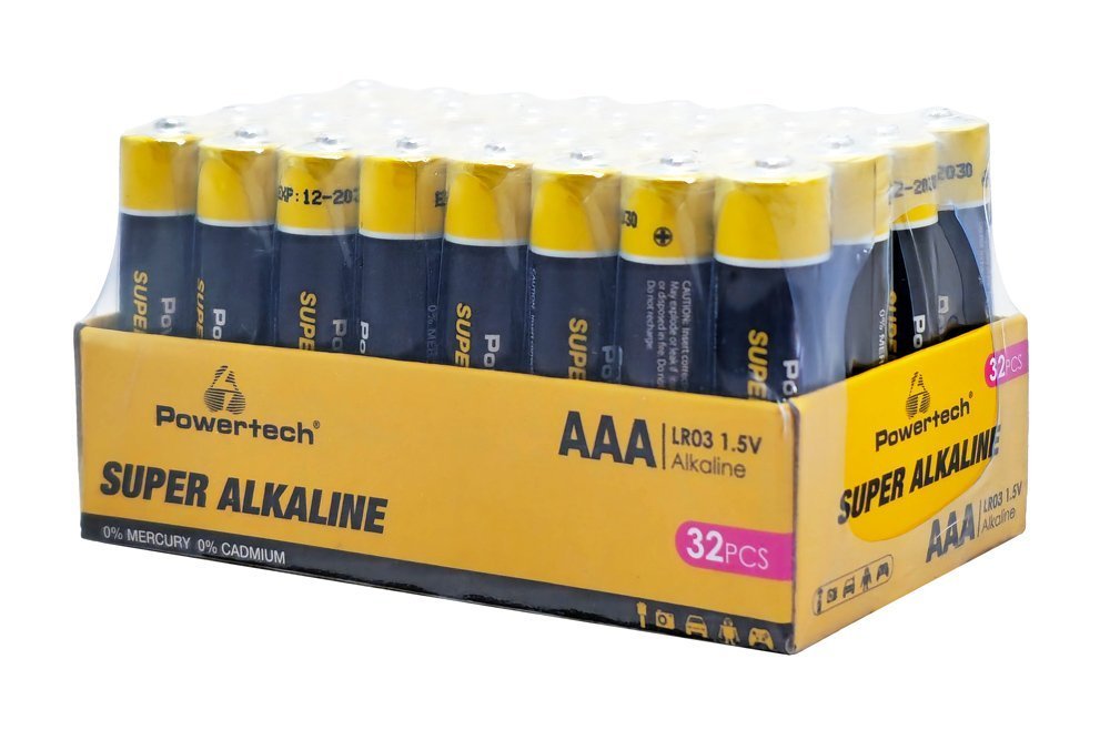 POWERTECH αλκαλικές μπαταρίες Super Alkaline , AAA, 1.5V, 32τμχ 8126