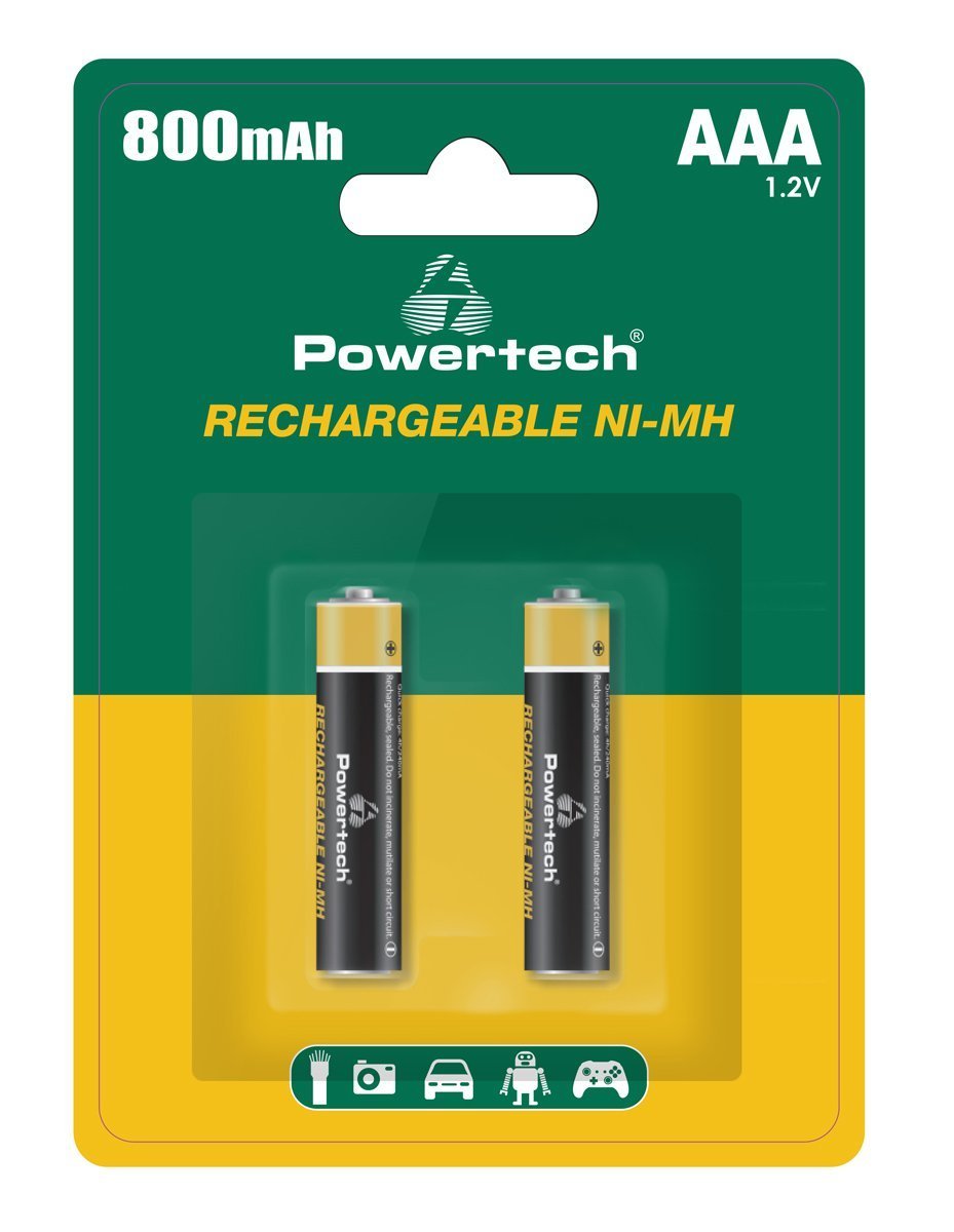 POWERTECH επαναφορτιζόμενες μπαταρίες NI-MH , AAA, 800mah, 1.2V, 2τμχ 8127