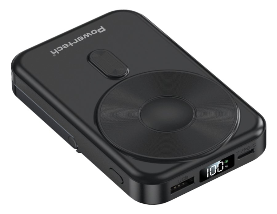 POWERTECH power bank με οθόνη , 10000mah, magnetic wireless, 22.5W, μαύρο 8248