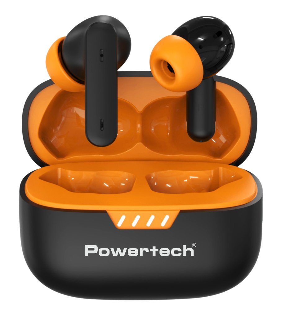 POWERTECH earphones με θήκη φόρτισης , True Wireless, 40/400mAh, ANC & ENC, μαύρα 8423
