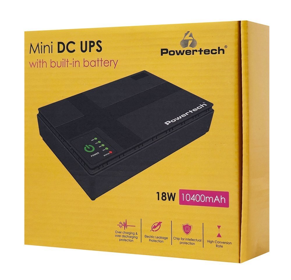 mini DC UPS, 18W, 10400mAh, 3x DC, USB/LAN/POE, mayro 8475 18 watt