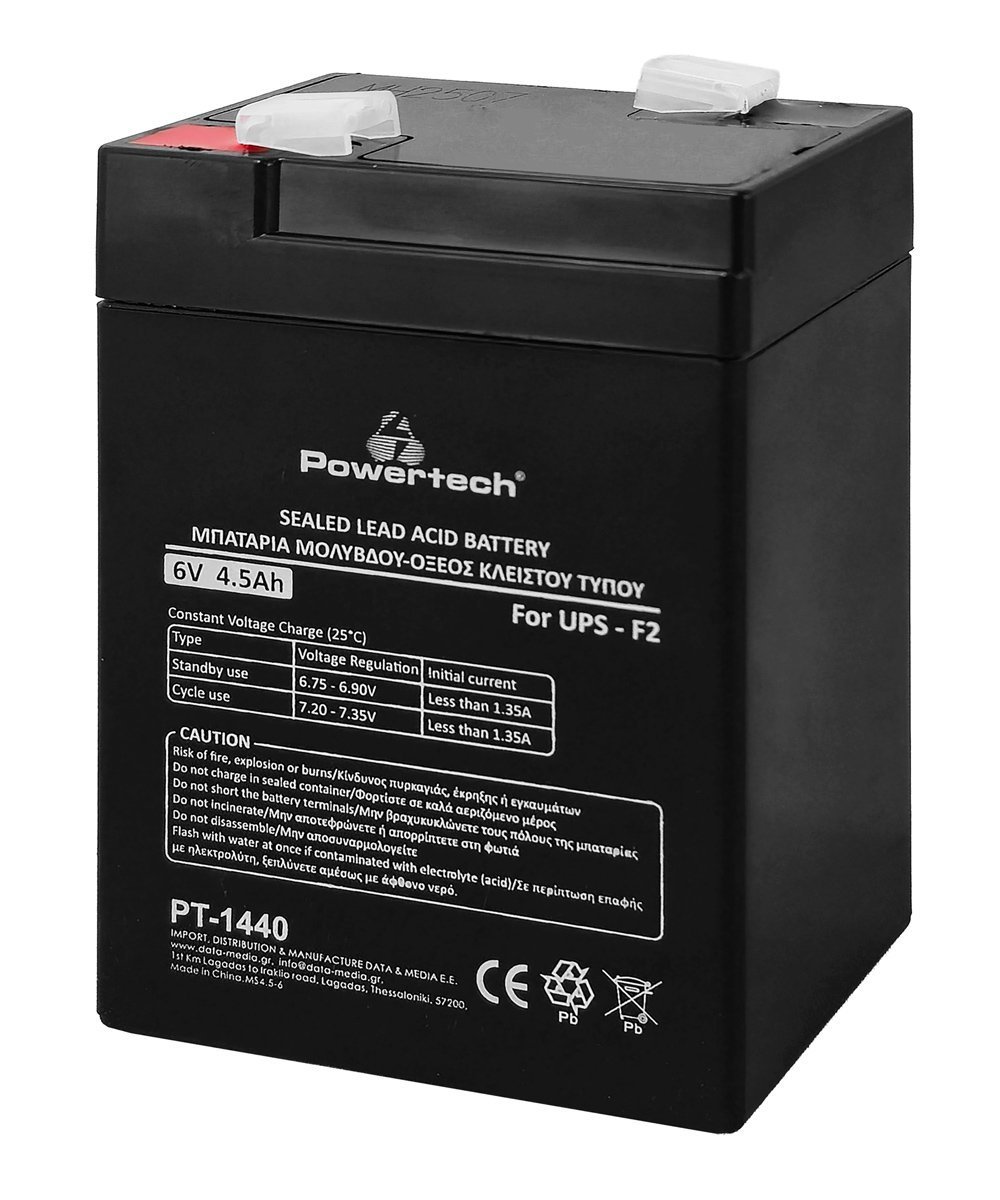 POWERTECH μπαταρία μολύβδου  για UPS, 6V 4.5Ah, F2 8561