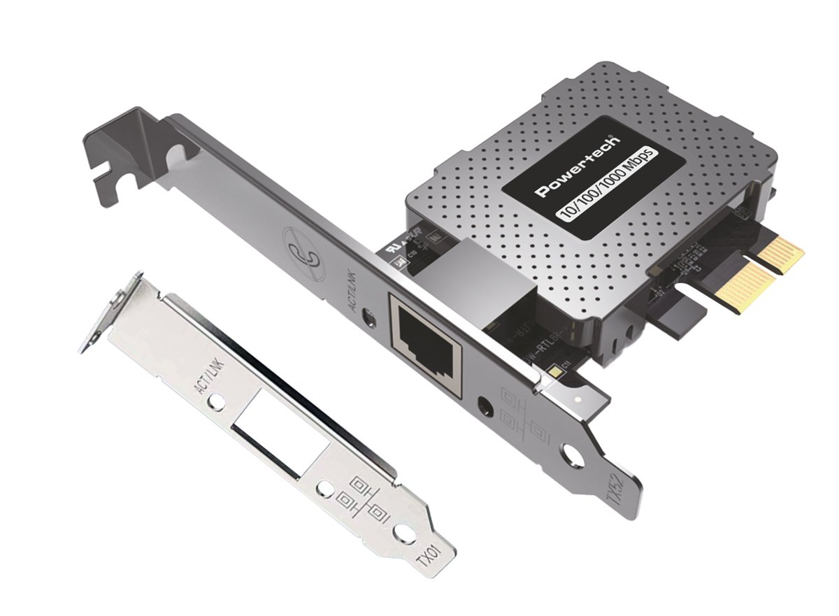 POWERTECH κάρτα επέκτασης δικτύου PCIe σε RJ45 , 1000Mbps 8767
