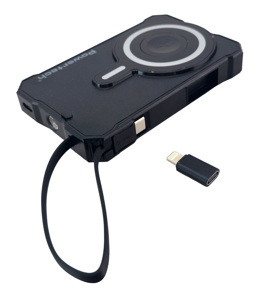 POWERTECH ηλιακό power bank με καλώδιο & φακό, 10000mah, magnetic wireless, 35W, μαύρο 9078 - Image 3