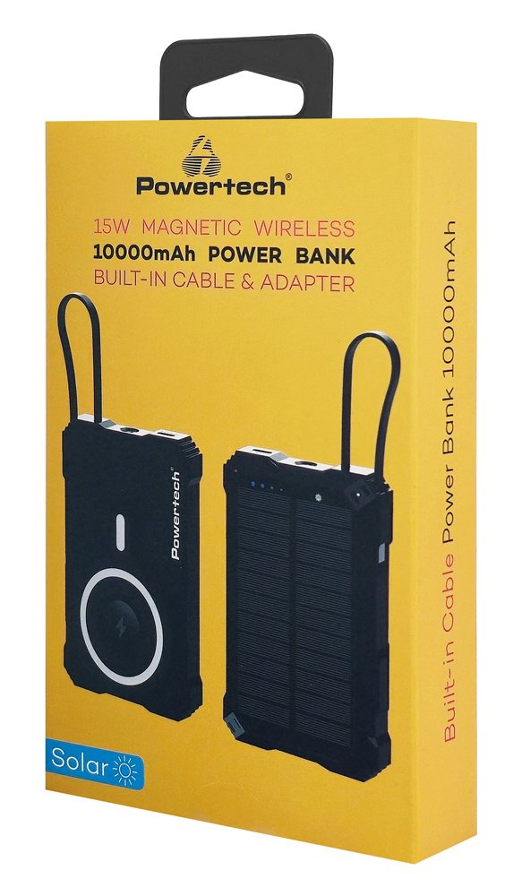 POWERTECH ηλιακό power bank με καλώδιο & φακό, 10000mah, magnetic wireless, 35W, μαύρο 9078 - Image 4