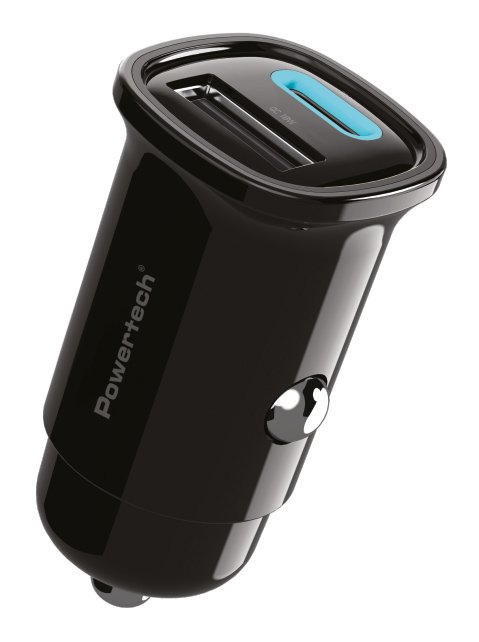 POWERTECH φορτιστής αυτοκινήτου , USB & USB-C, 30W, μαύρος 9372