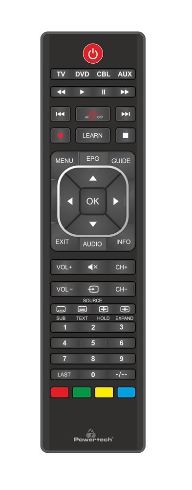 POWERTECH Χειριστήριο , προγραμματιζόμενο μέσω Η/Υ, TV/DVD/CBL/AUX 1069