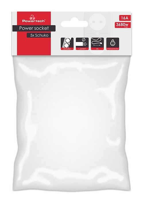 POWERTECH πολύπριζο , 5x schuko, 16A, 1.5m, λευκό 1752 - Image 2