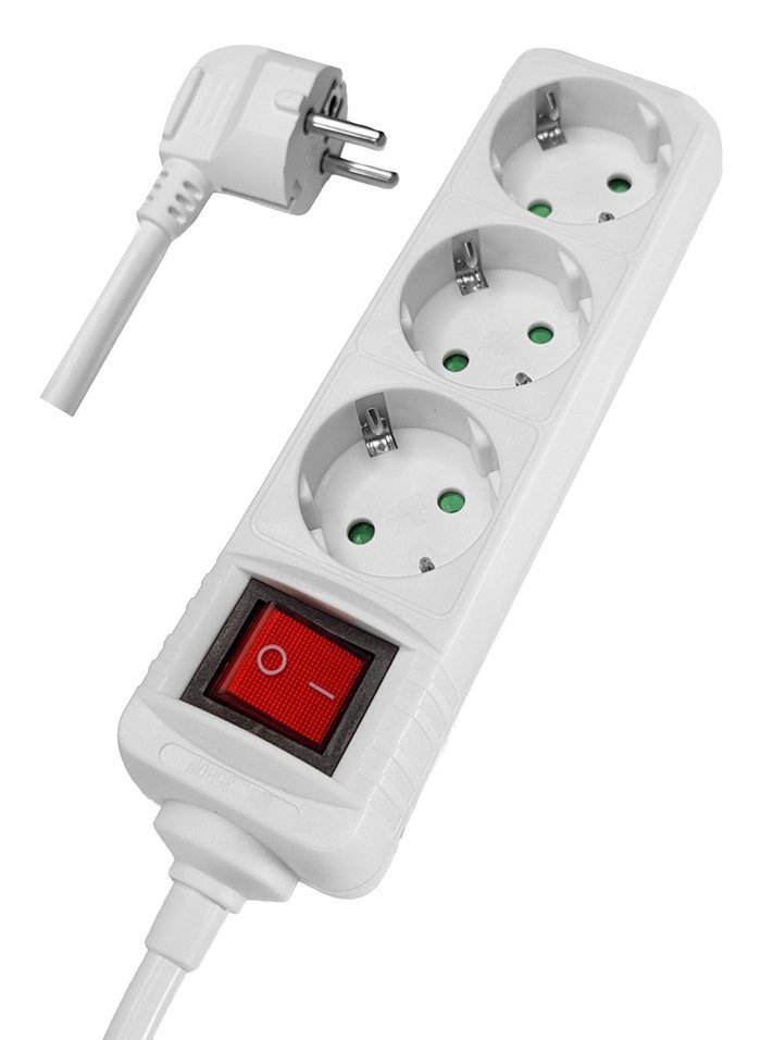 POWERTECH πολύπριζο , 3x schuko, 16A, 1.5m, λευκό 1756
