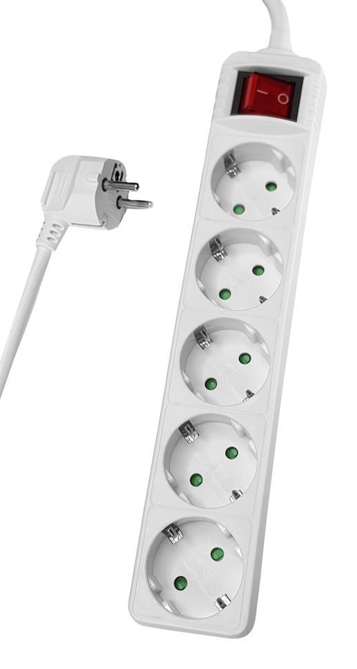 POWERTECH πολύπριζο , 5x schuko, 16A, 1.5m, λευκό 1757