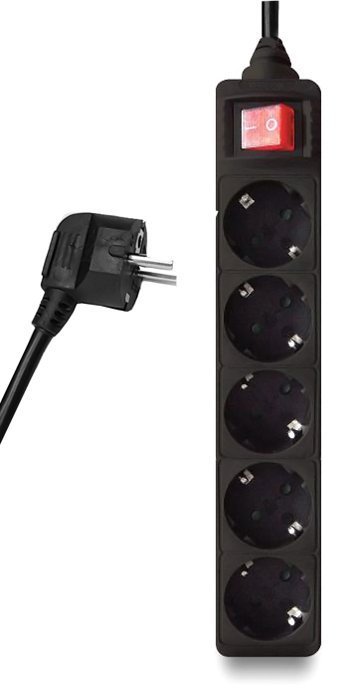 POWERTECH πολύπριζο , 5x schuko, 16A, 1.5m, μαύρο 1758