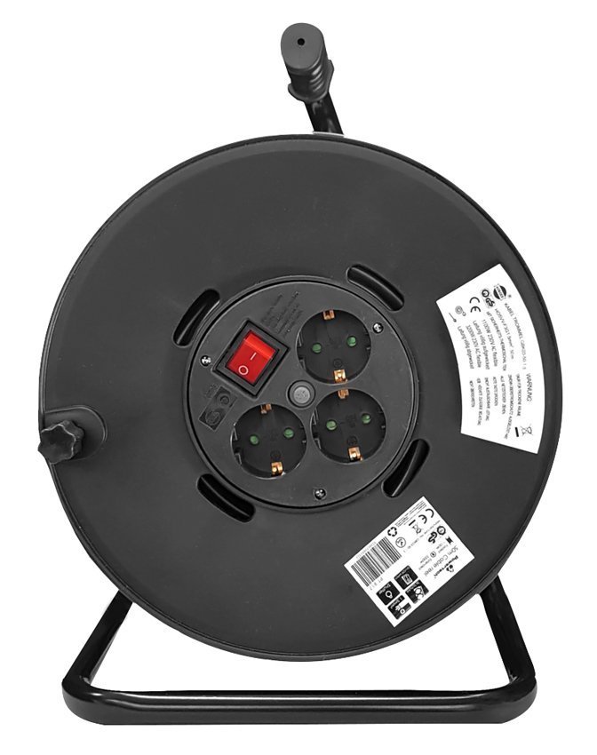 POWERTECH μπαλαντέζα με βάση , 3x schuko, 16A, 25m, μαύρη 1940