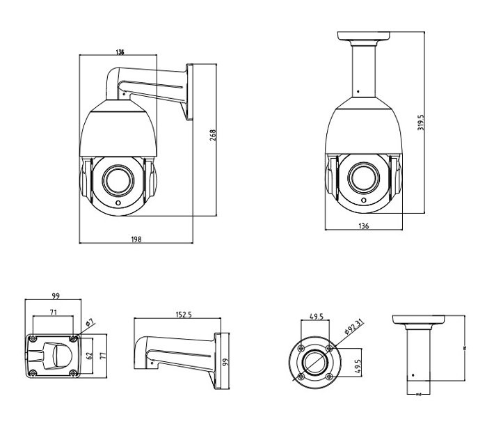 IP kamera, 5.35-96.3mm, 5MP, PTZ, IP66, PoE 5143 5MP