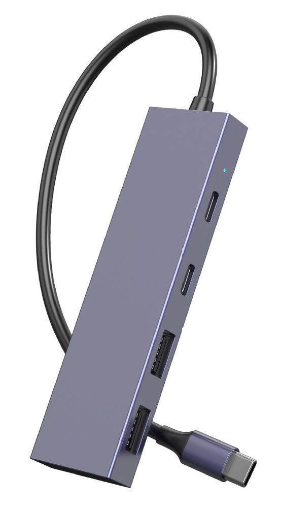 POWERTECH USB hub , 4x θυρών, 10Gbps, USB-C σύνδεση, γκρι 5755