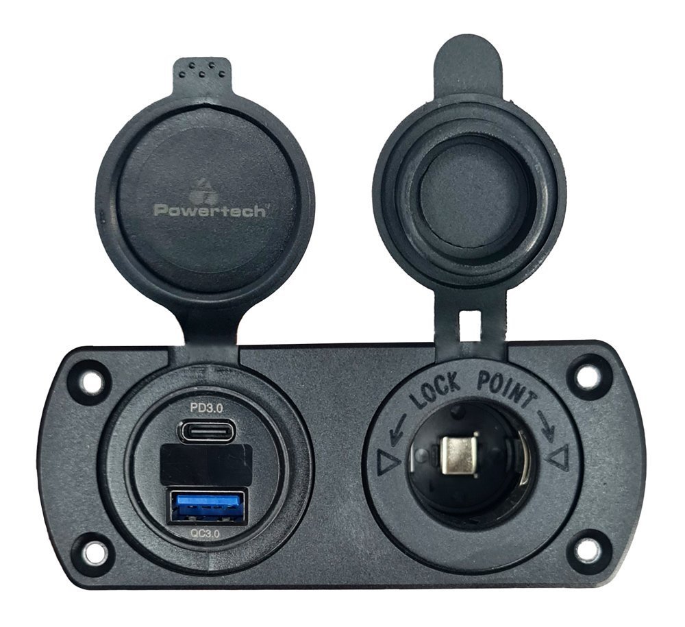 POWERTECH πρίζα 12V για σκάφη & οχήματα , USB/USB-C, οθόνη, IP65 6591