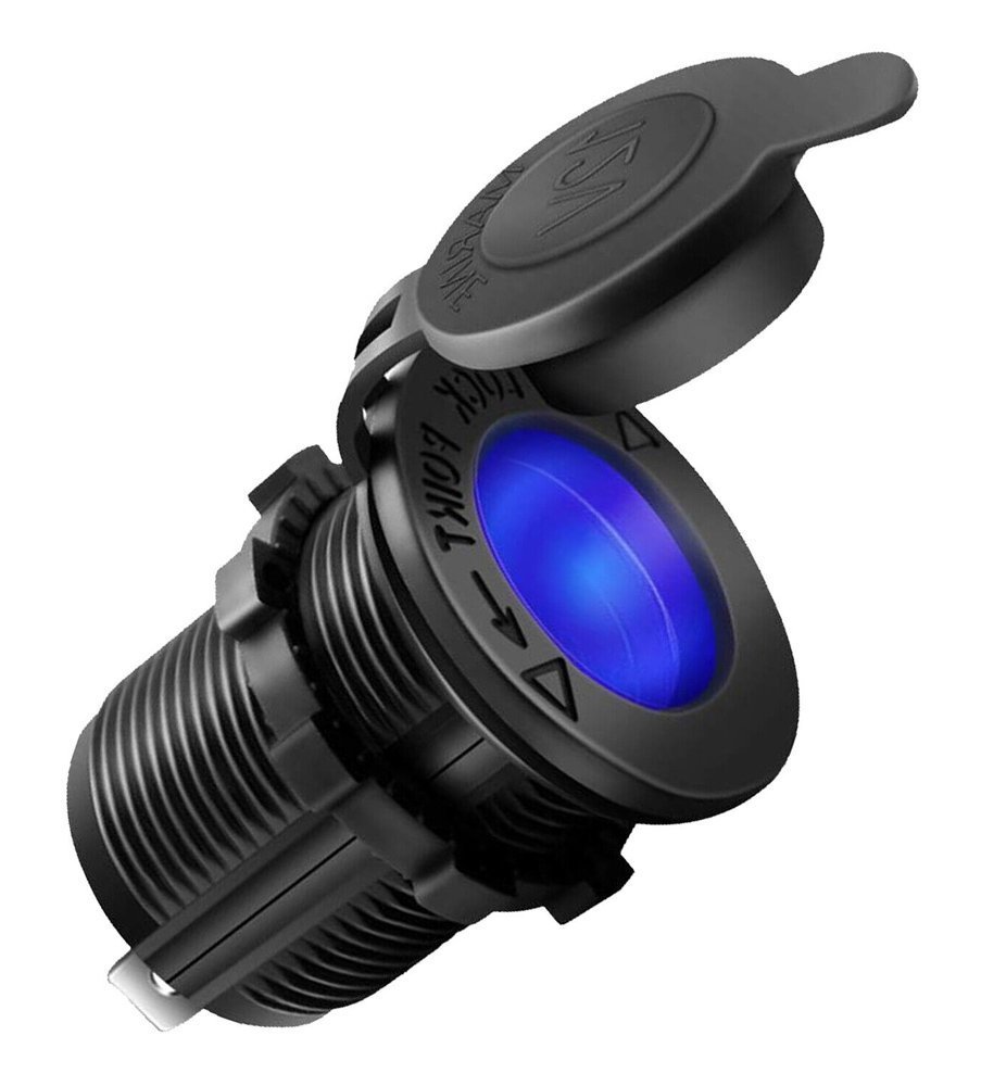 POWERTECH πρίζα αναπτήρα για σκάφη & οχήματα , μπλε LED, 12V 6599