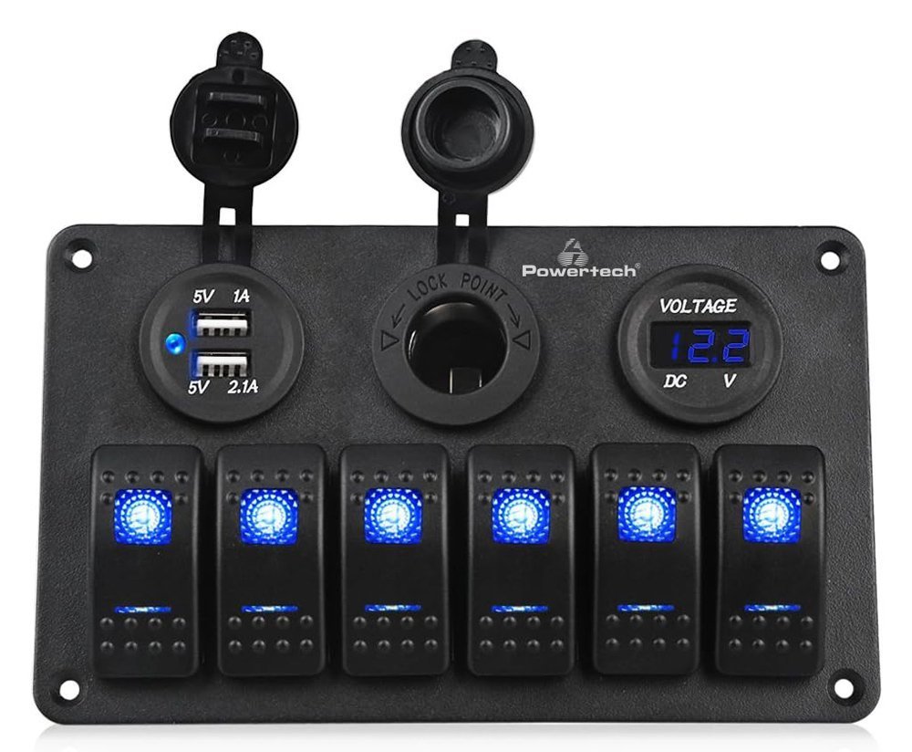 panel skafon & ochimaton, priza 12V/2x USB/6x diakoptes 6609 Όchi