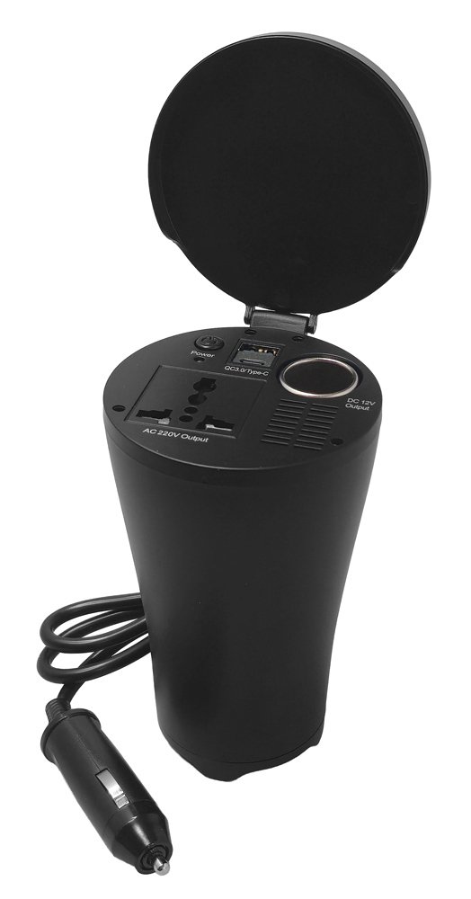 inverter aytokinitoy, 150W, 12V DC se 220V AC, me USB/USB-C 8053 Inverter 1