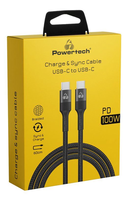 POWERTECH καλώδιο USB-C , PD 100W, copper, 60cm, μαύρο 4761 - Image 2