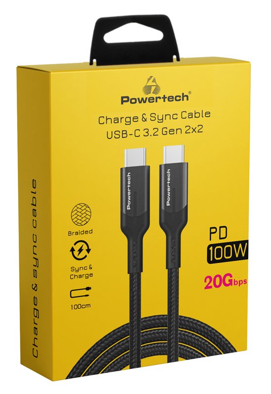 POWERTECH καλώδιο USB-C , PD 100W, 20Gbps, copper, 1m, μαύρο 4764 - Image 2