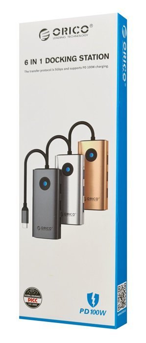 docking station, 6 thyron, USB-C syndesi, 100W PD 4K, gkri 5045 USB-C
