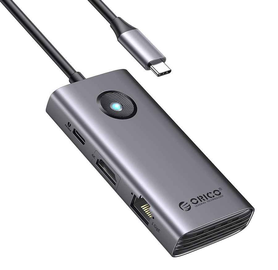 ORICO docking station , 6 θυρών, USB-C σύνδεση, 100W PD 4K, γκρι 5045