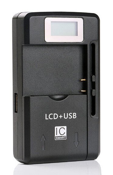 POWERTECH φορτιστής μπαταρίας κινητών  με οθόνη, USB, μαύρος 6371