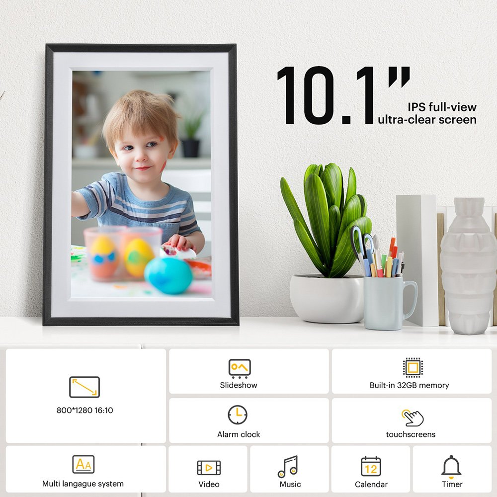 psifiaki korniza me 10.1" othoni afis, 1+32GB, Wi-Fi, mayri 6523 Diafora 8