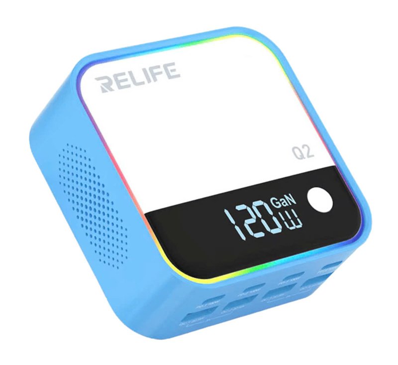 RELIFE σταθμός φόρτισης Q2, 4x USB-C & 4x USB, 120W, GaN, μπλε 8321
