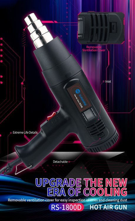 pistoli thermoy aera, 2 tachytites, LCD, 1800W, mayro 4467 Ergaleio thermoy aera 2