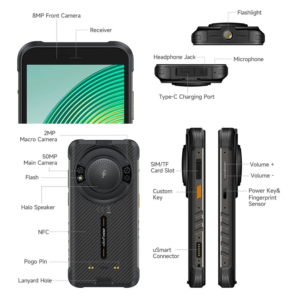 ULEFONE smartphone ugKing με ηχείο 3.5W, 5.99", 8/256GB, 9600mAh, IP68/IP69K, μαύρο 9714 - Image 9