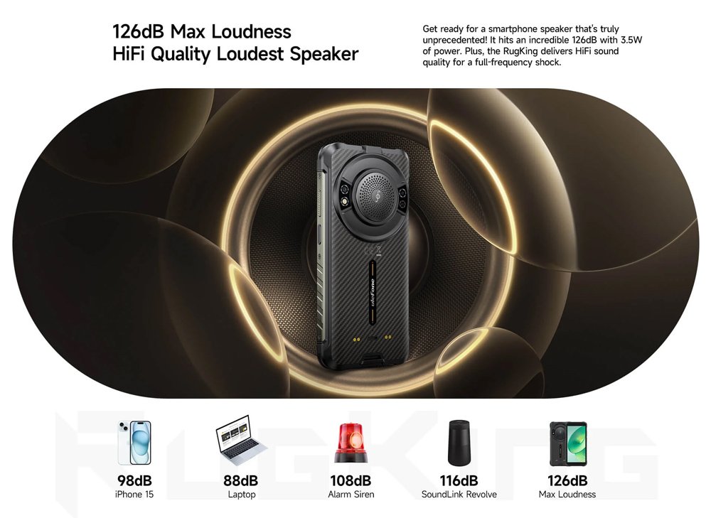 ULEFONE smartphone ugKing με ηχείο 3.5W, 5.99", 8/256GB, 9600mAh, IP68/IP69K, μαύρο 9714 - Image 12