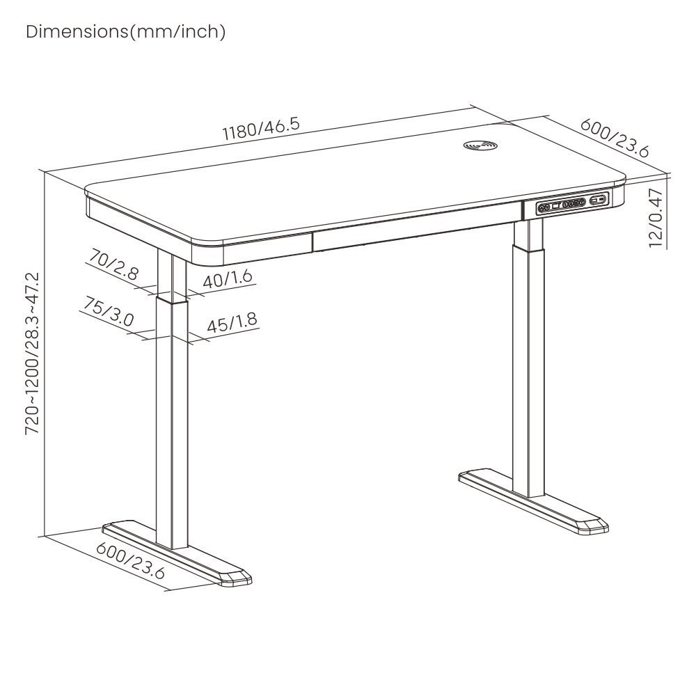 ilektriko grafeio me syrtari, 118x60x72~120cm, mayro 5971 Grafeio 8