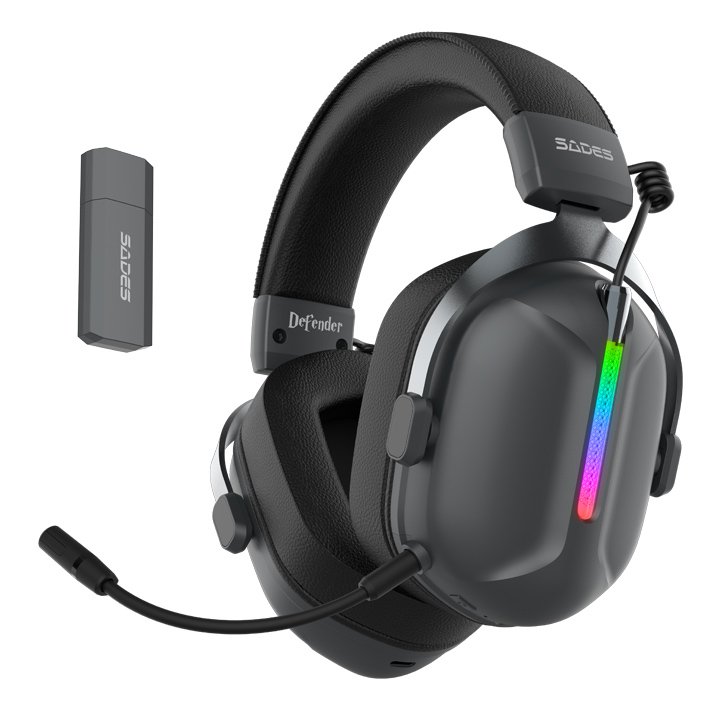 SADES gaming headset Defender, ασύρματα & ενσύρματα, 50mm, 1050mAh, RGB, multi-platform, μαύρο 9210