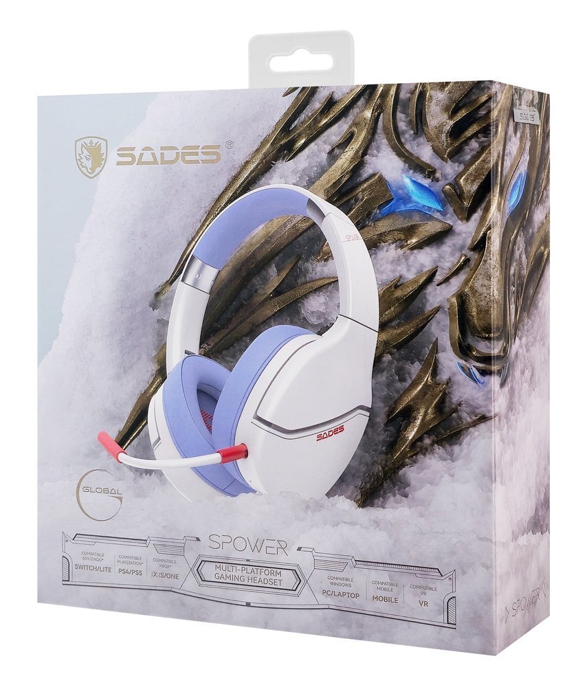 SADES gaming headset SPOWER, 3.5mm σύνδεση, 40mm, multi-platform, λευκό 9208 - Image 6