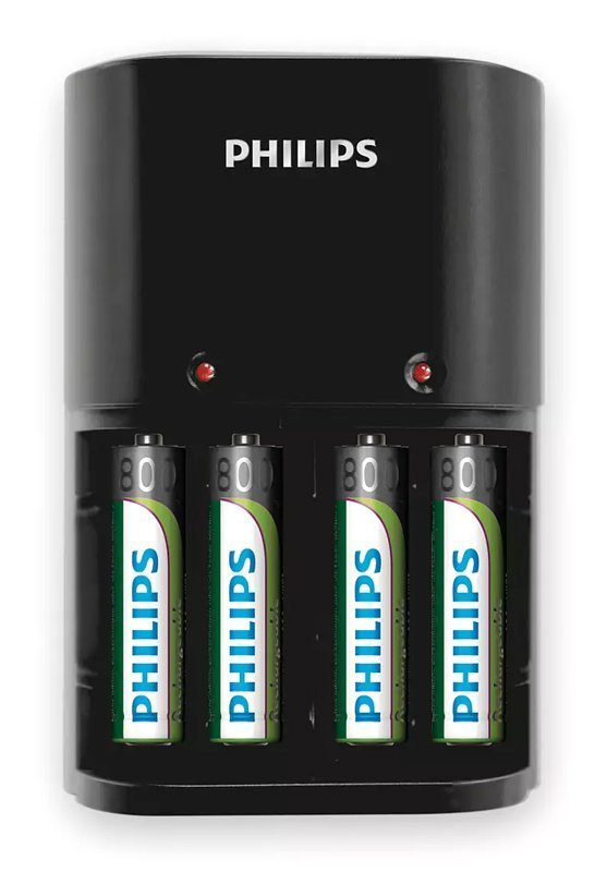 PHILIPS φορτιστής μπαταριών AA & AΑΑ NiMH με 4x AAA, μαύρος 2463