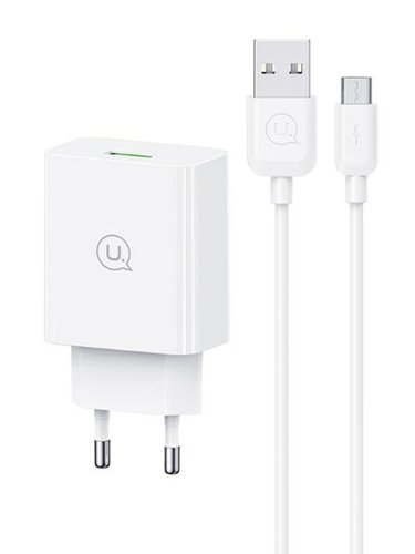 USAMS φορτιστής τοίχου  με καλώδιο micro USB, USB, 18W, λευκός 7630