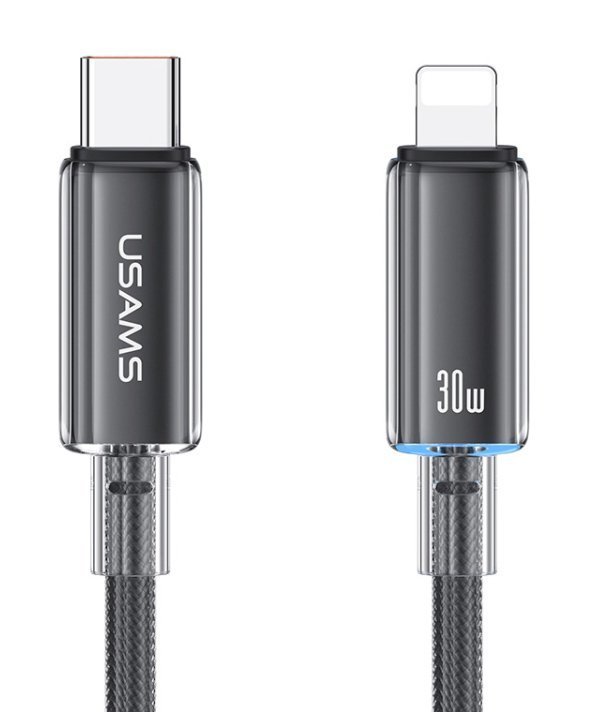 USAMS καλώδιο Lightning σε USB-C US-, 30W, 480Mbps, 1.2m, μαύρο 6902