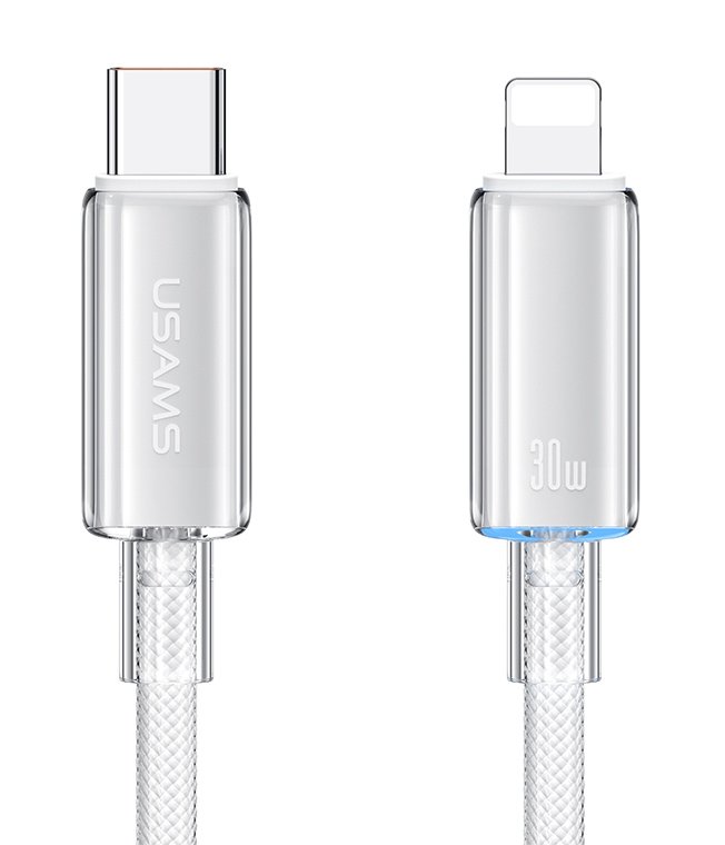 USAMS καλώδιο Lightning σε USB-C US-, 30W, 480Mbps, 1.2m, λευκό 6903