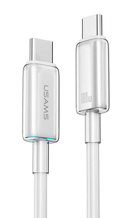 USAMS καλώδιο USB-C σε USB-C US-, 100W, 480Mbps, 1.2m, λευκό 6905