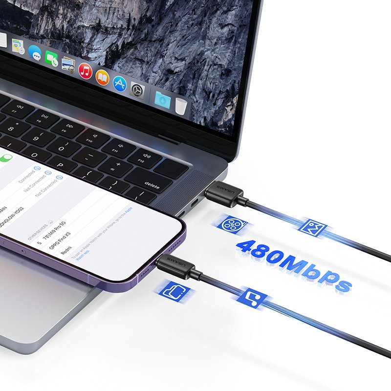 USAMS καλώδιο Lightning σε USB-C US-, 30W, 480Mbps, 1m, λευκό 6886 - Image 3