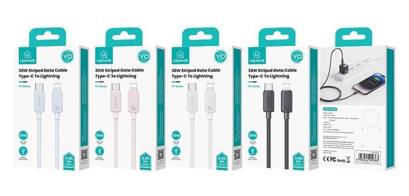 USAMS καλώδιο Lightning σε USB-C US-, 30W, 480Mbps, 1m, λευκό 6886 - Image 6